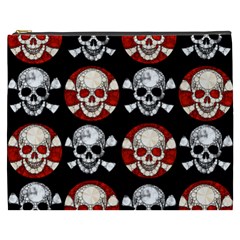 Red Black Skull Polkadots  Cosmetic Bag (xxxl) by OCDesignss