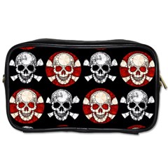 Red Black Skull Polkadots  Travel Toiletry Bag (one Side) by OCDesignss