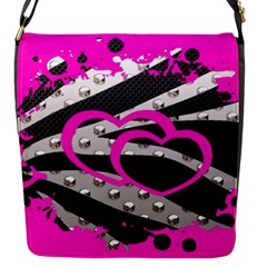 Torn Zebra Heart Flap Closure Messenger Bag (small) by OCDesignss