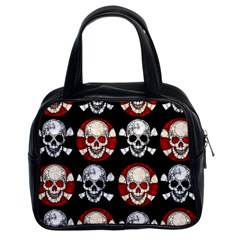 Red Black Skull Polkadots  Classic Handbag (two Sides) by OCDesignss