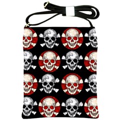 Red Black Skull Polkadots  Shoulder Sling Bag by OCDesignss