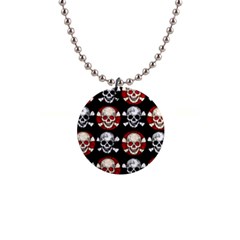 Red Black Skull Polkadots  Button Necklace by OCDesignss