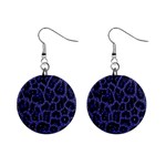 Blue Leapord Bling Mini Button Earrings Front