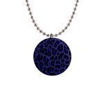 Blue Leapord Bling Button Necklace Front