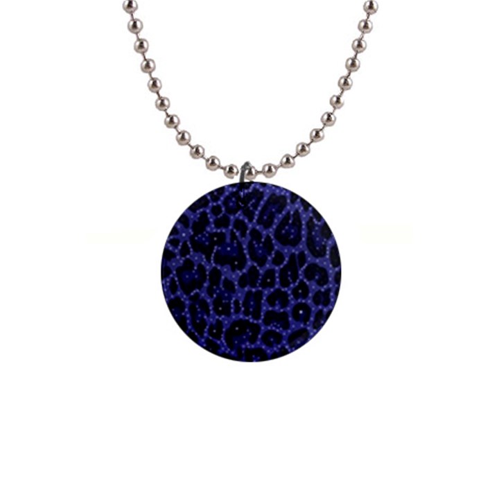 Blue Leapord Bling Button Necklace