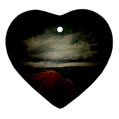 Dark Empty Road Heart Ornament by dflcprints