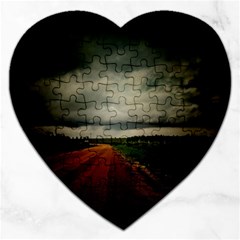 Dark Empty Road Jigsaw Puzzle (heart) by dflcprints