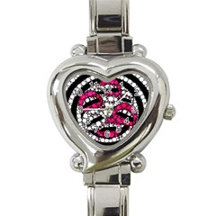 Bling Lips  Heart Italian Charm Watch  by OCDesignss