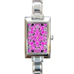 Bling Pink Black Kieledescope  Rectangular Italian Charm Watch Front