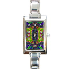 Hippie Fractal  Rectangular Italian Charm Watch by OCDesignss