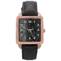 Black Cheetah Abstract Rose Gold Leather Watch  by OCDesignss