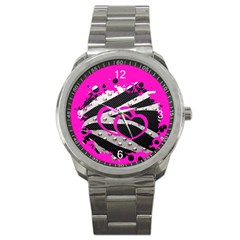 Torn Zebra Heart Sport Metal Watch by OCDesignss