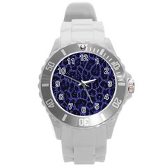 Blue Leapord Bling Plastic Sport Watch (large) by OCDesignss