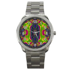 Hippie Fractal  Sport Metal Watch by OCDesignss