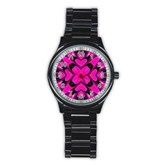 Hot Pink Glossy Sport Metal Watch (black) by OCDesignss