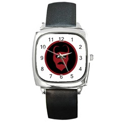 Devil Symbol Logo Square Leather Watch by dflcprints