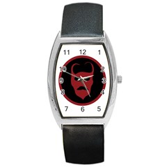 Devil Symbol Logo Tonneau Leather Watch by dflcprints