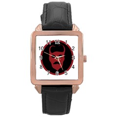 Devil Symbol Logo Rose Gold Leather Watch  by dflcprints