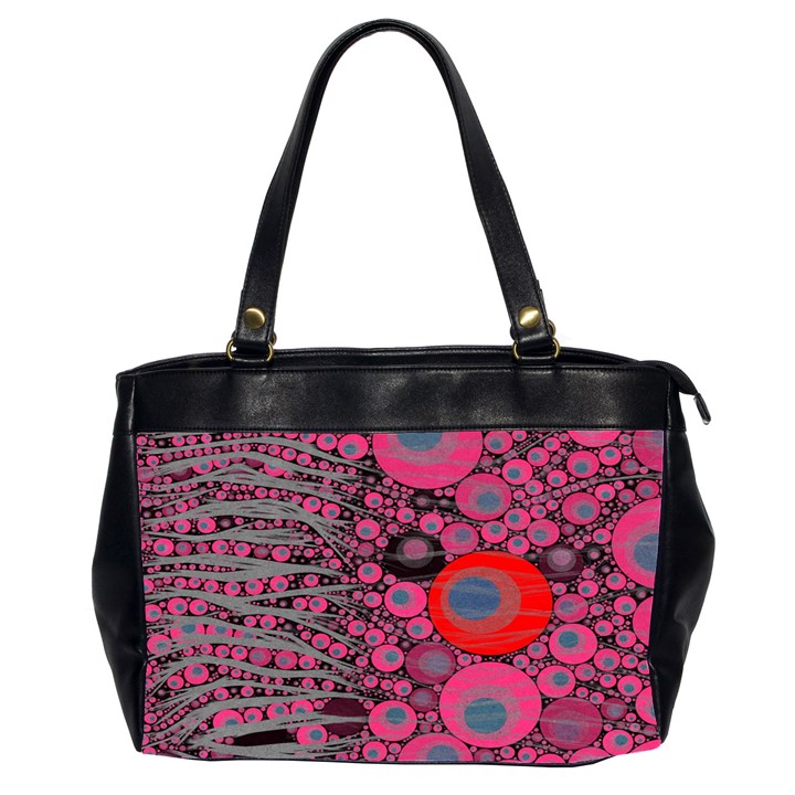 Pink Zebra Abstract Oversize Office Handbag (Two Sides)