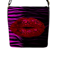 Sassy Lips Cheetah Flap Closure Messenger Bag (large) by OCDesignss