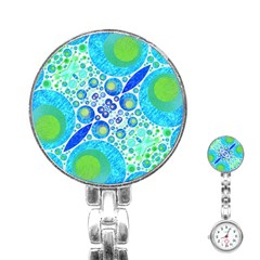 Turquoise Blue Abstract  Stainless Steel Nurses Watch by OCDesignss