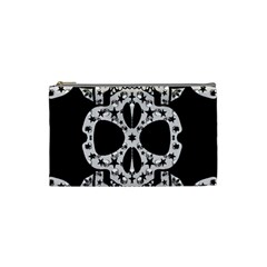 Metal Texture Silver Skulls  Cosmetic Bag (small)