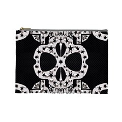 Metal Texture Silver Skulls  Cosmetic Bag (large)