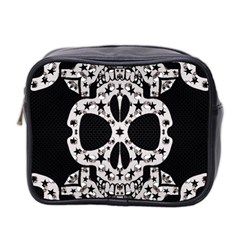 Metal Texture Silver Skulls  Mini Travel Toiletry Bag (two Sides) by OCDesignss