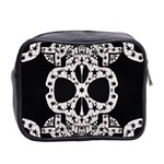 Metal Texture Silver Skulls  Mini Travel Toiletry Bag (Two Sides) Back