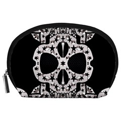 Metal Texture Silver Skulls  Accessory Pouch (large) by OCDesignss