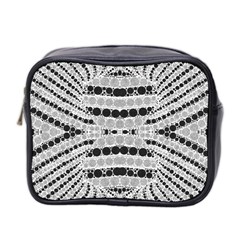 Insane Black&white Textured  Mini Travel Toiletry Bag (two Sides) by OCDesignss