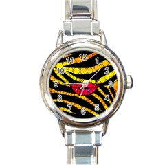 Mouthy Zebra  Round Italian Charm Watch