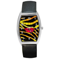 Mouthy Zebra  Tonneau Leather Watch