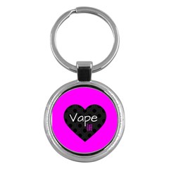 Hot Pink Vape Heart Key Chain (round) by OCDesignss