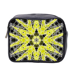 Bright Yellow Black  Mini Travel Toiletry Bag (two Sides) by OCDesignss