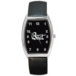 Brat Blk Tonneau Leather Watch Front