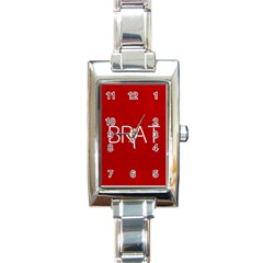 Brat Red Rectangular Italian Charm Watch by OCDesignss