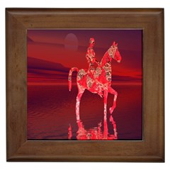 Riding At Dusk Framed Ceramic Tile by icarusismartdesigns