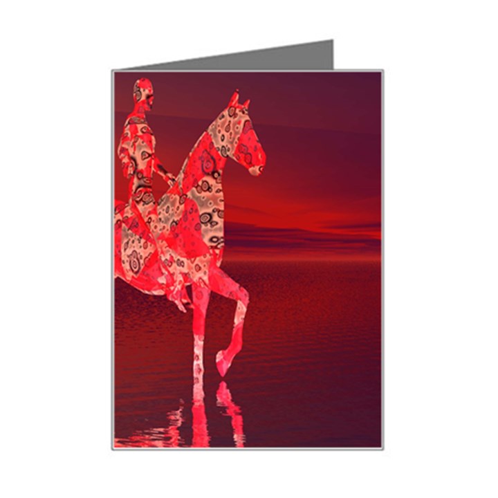 Riding At Dusk Mini Greeting Card