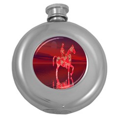 Riding At Dusk Hip Flask (round) by icarusismartdesigns