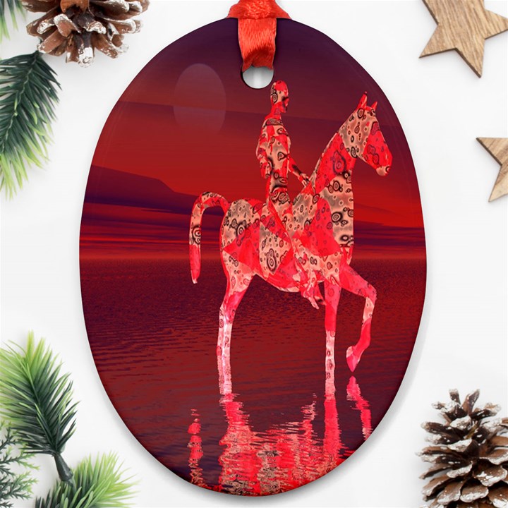 Riding At Dusk Oval Ornament (Two Sides)