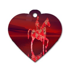 Riding At Dusk Dog Tag Heart (two Sided) by icarusismartdesigns