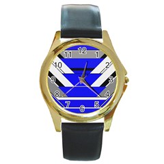 Pattern Round Leather Watch (gold Rim)  by Siebenhuehner