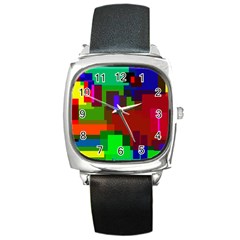 Pattern Square Leather Watch