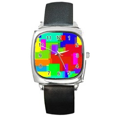 Pattern Square Leather Watch