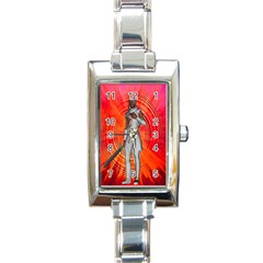 White Knight Rectangular Italian Charm Watch by icarusismartdesigns