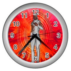 White Knight Wall Clock (silver) by icarusismartdesigns