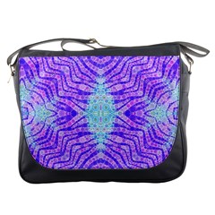 Turquoise Purple Zebra Pattern  Messenger Bag by OCDesignss