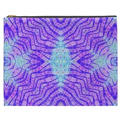 Turquoise Purple Zebra Pattern  Cosmetic Bag (xxxl)