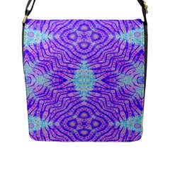 Turquoise Purple Zebra Pattern  Flap Closure Messenger Bag (large) by OCDesignss